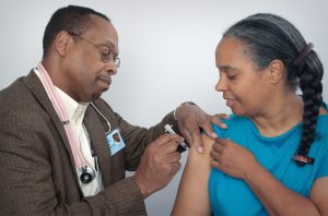 woman getting immunized